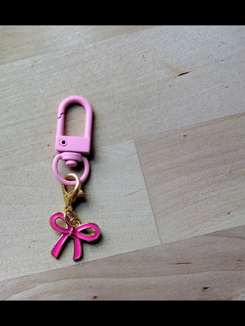 Pink Bow Charm Keychain Clip
